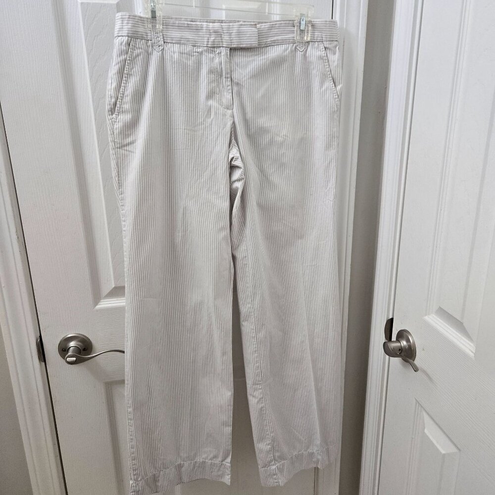 J. Crew City Fit Pants Womens‎ 6 Wideleg Gray White Stripes Lightweight Classic